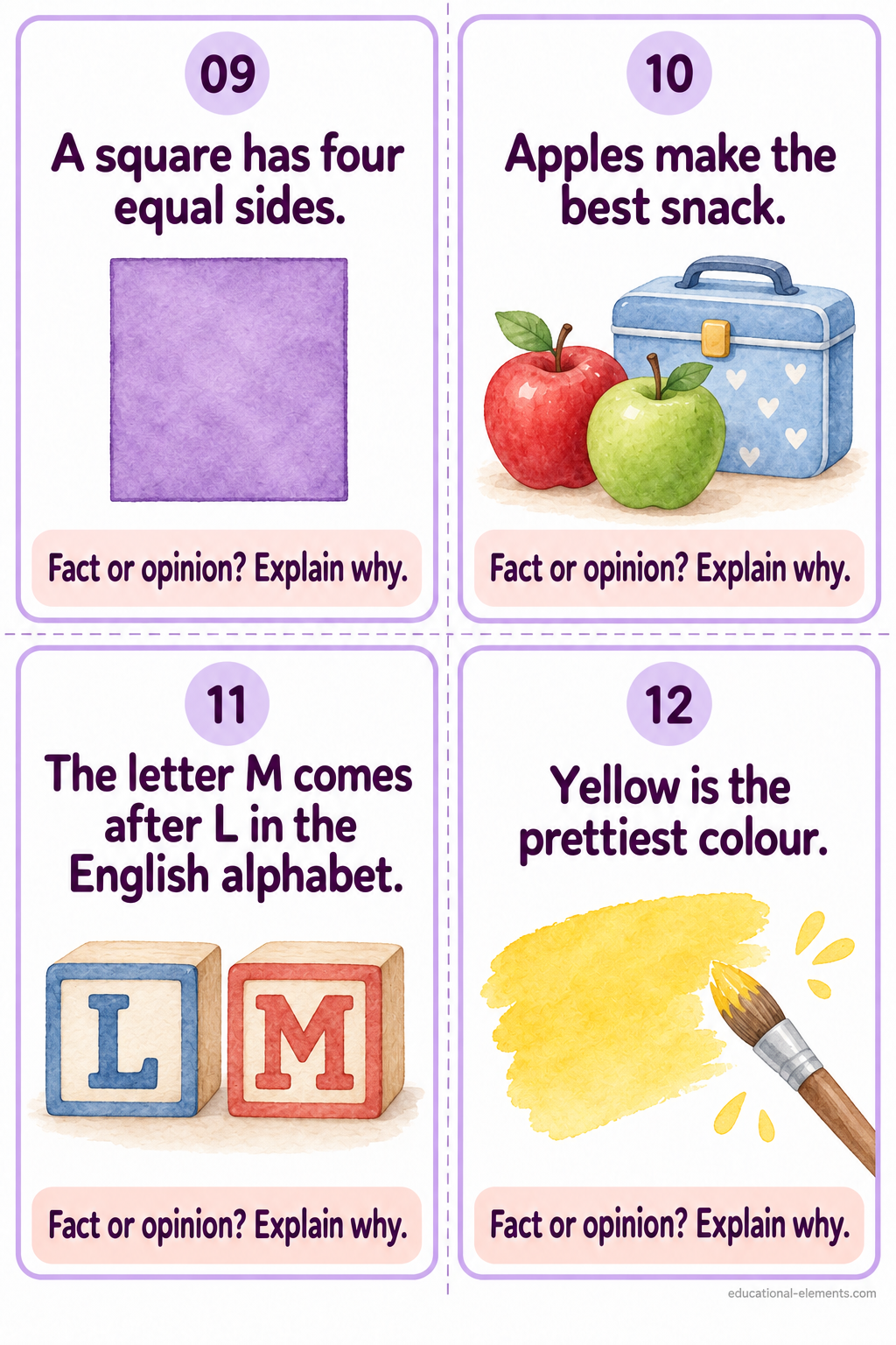 Fact and Opinion Cards 9-12